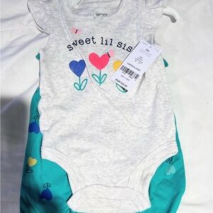 Carter's Gray “Lil Sis” Onesie and Pant Set Size 3mo
